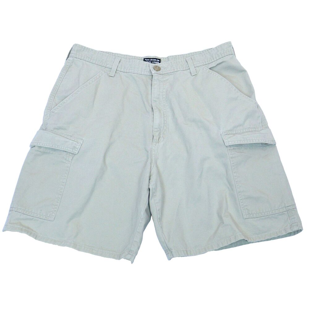 Ralph Lauren Cargo Shorts Men's 36 Flat Front Baggy Vintage Polo Jeans Co. Logo